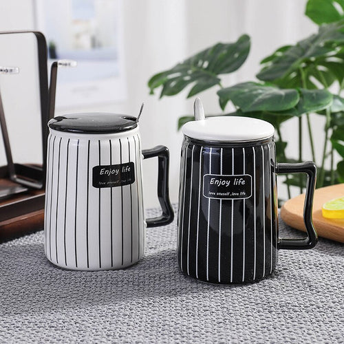 Black and white striped mug