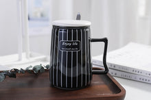 Load image into Gallery viewer, Black and white striped mug