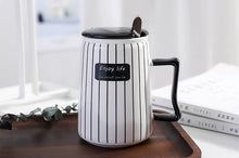 Load image into Gallery viewer, Black and white striped mug