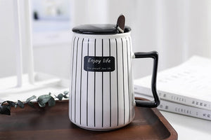 Black and white striped mug