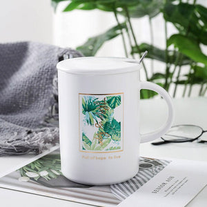 Creative green leaf mug