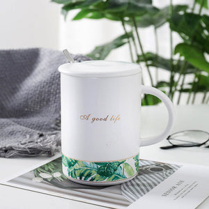 Creative green leaf mug